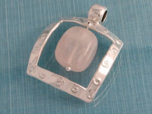 Sterling Silver Natural Quartz Pendant .925 Taxco Mx