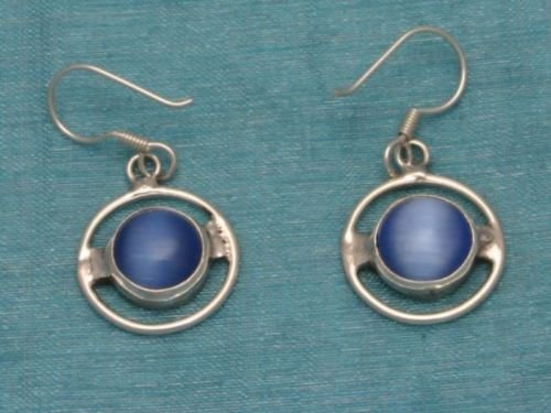 Sterling Silver Dangle Earrings Blue Stone From Taxco