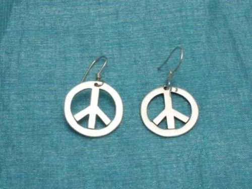 Mexican Sterling Silver Peace & Love Dangle Earrings