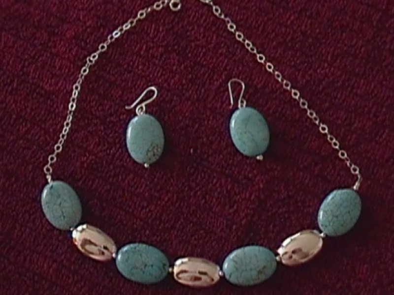 Mexican Sterling Silver Deco Earrings & Necklace Set