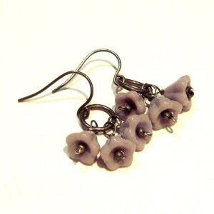 Parma Violet Hooped Antiqued Handmade Oxidized Silver Earrings
