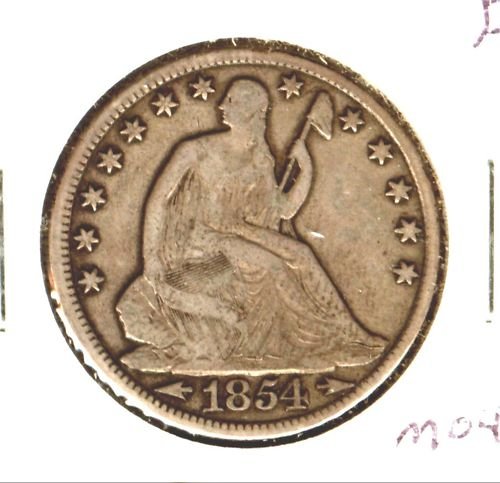 1854O (F) SEATED LIBERTY HALF DOLLAR (M04) ARROWS