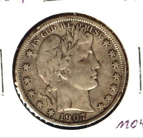 1907 (VF) BARBER HALF DOLLAR (M04)