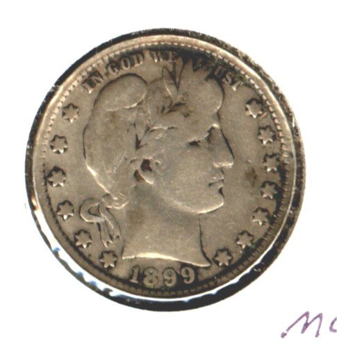 1899 (F) BARBER QUARTER (M08) SILVER
