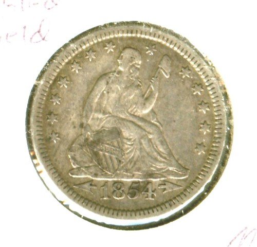 1854 (XF) SEATED LIBERTY QUARTER (M09)