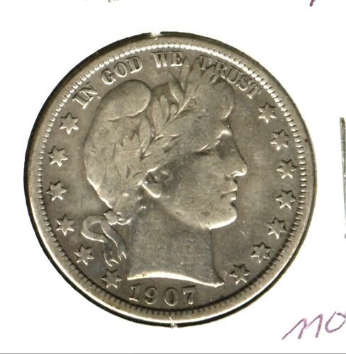 1907D (F) BARBER HALF DOLLAR (M10)