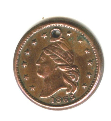 1863 CIVIL WAR TOKEN(PEACE FOREVER) NICE (W135)