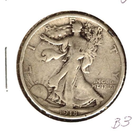 1918 (VF) WALKING LIBERTY HALF DOLLAR (B34)