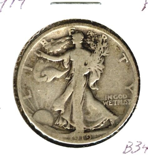1919 (F) WALKING LIBERTY HALF DOLLAR (B34)