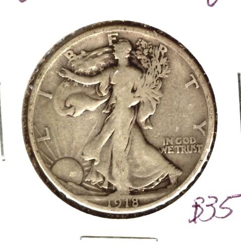 1918S (VF) WALKING LIBERTY HALF DOLLAR (B35) SILVER