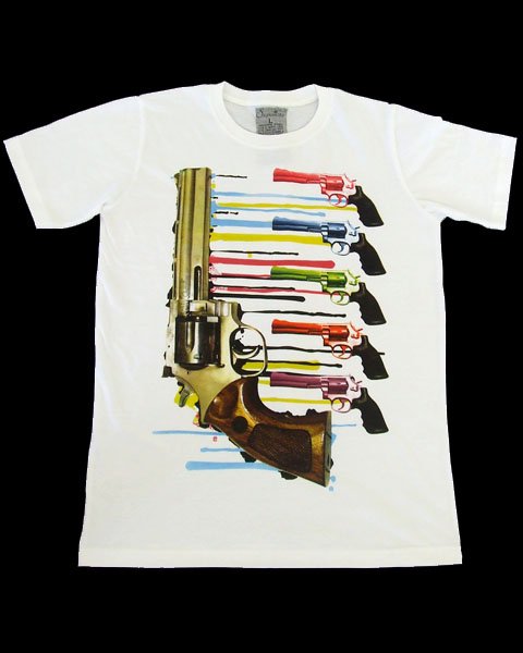 T-shirt SP13 L Paint Gun Melt White Funky Punk Rock
