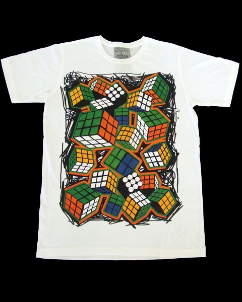 T-shirt SP14 L Rubik World White Funky Punk Rock Shirt