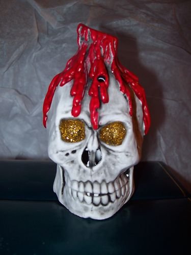 SKULL w/ Dripping Wax Incense Cone Holder Burner NEW!