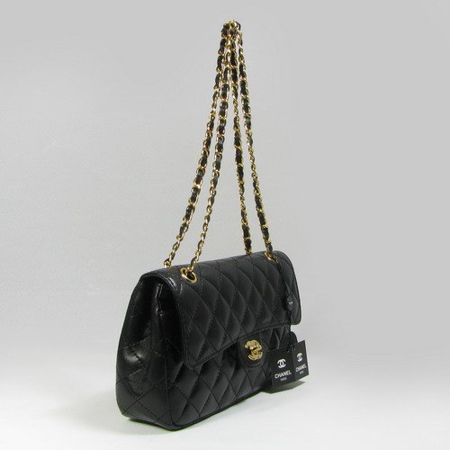 Classic Quilted Flap Bag in Genuine Black Leather