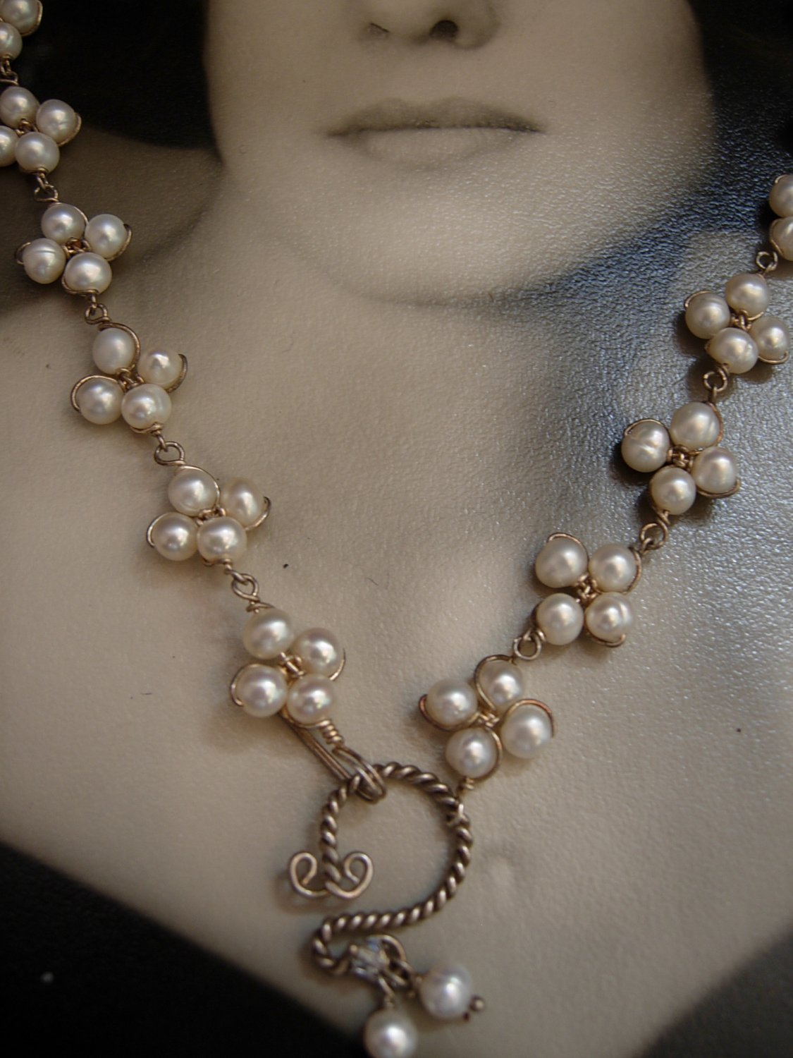 Cluster White Pearl Clover Necklace