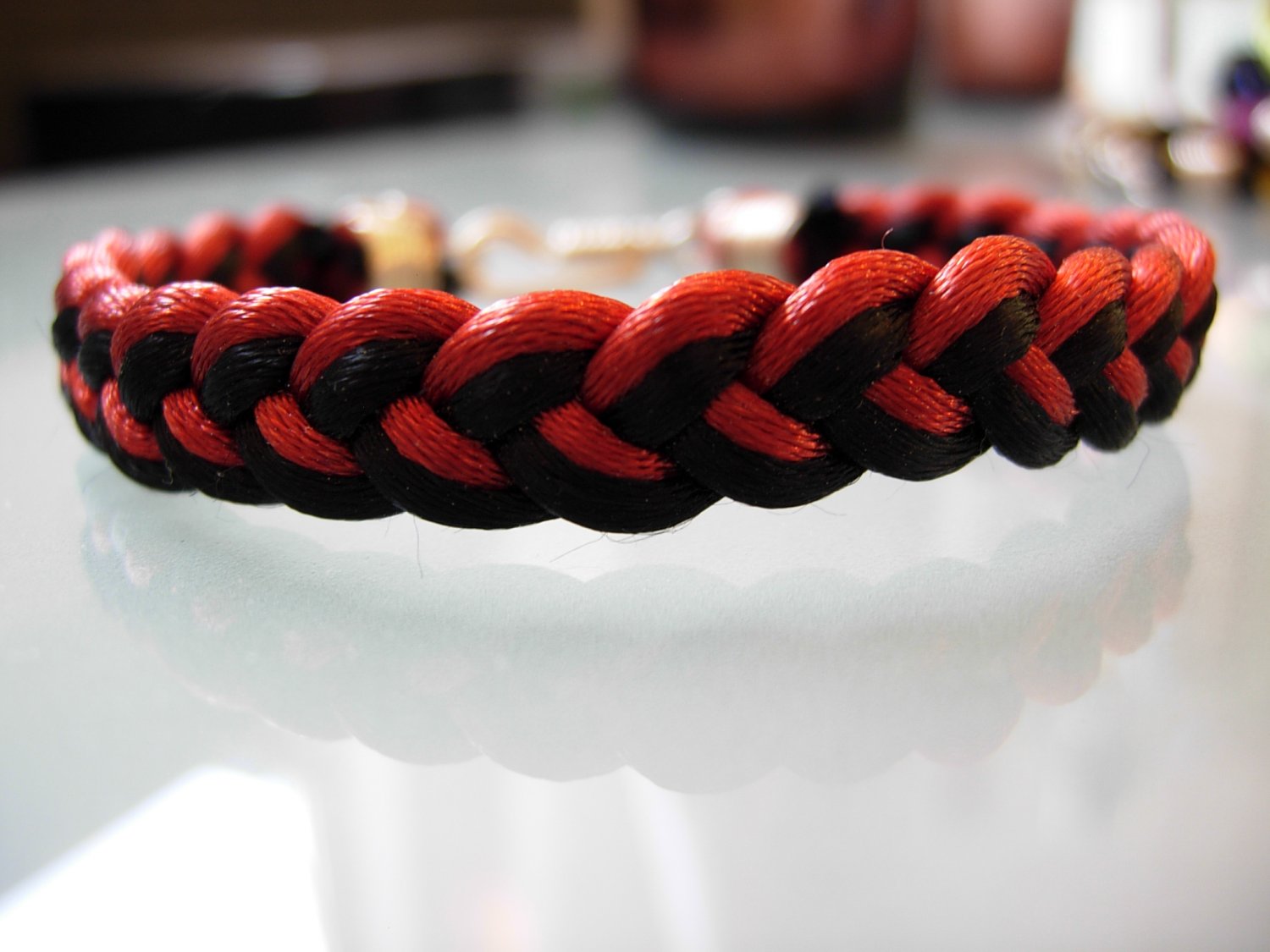 Braided Bracelet-Black/Rust