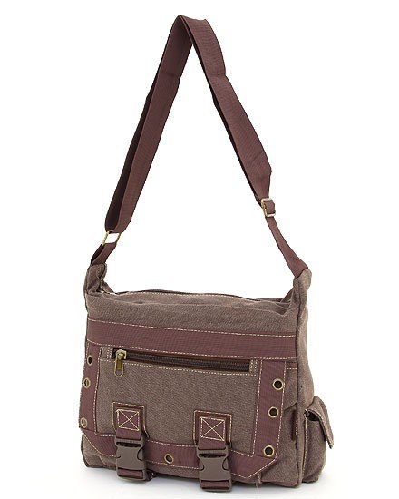 SOLID PATTERN MESSENGER BAG (COFFEE)