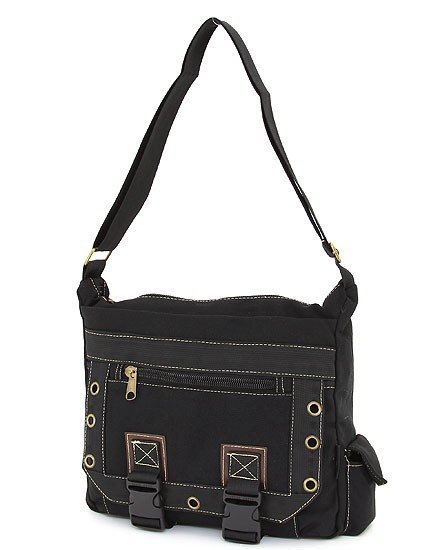 SOLID PATTERN MESSENGER BAG (BLACK)