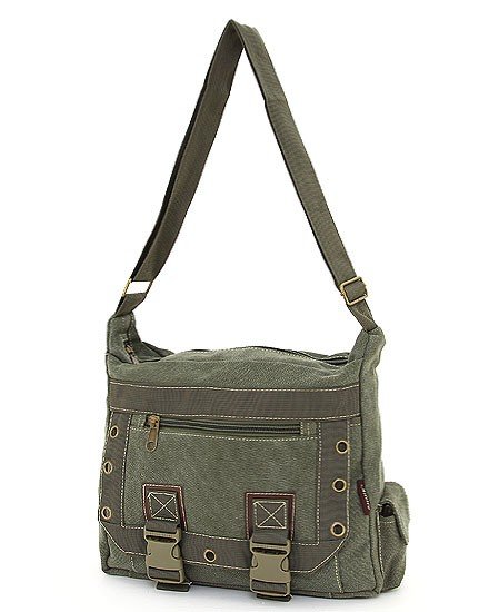 SOLID PATTERN MESSENGER BAG (GREEN)