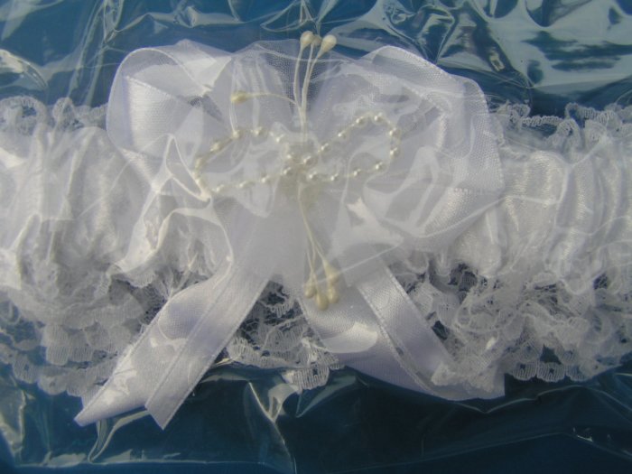 WHITE GARTER BELT, WEDDING - FREE SHIPPING