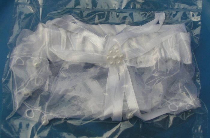 WHITE GARTER BELT, WEDDING - FREE SHIPPING