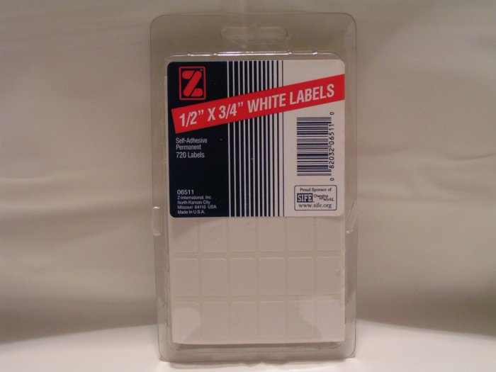 Z-INTERNATIONAL 1/2"x3/4" WHITE LABELS - FREE SHIPPING