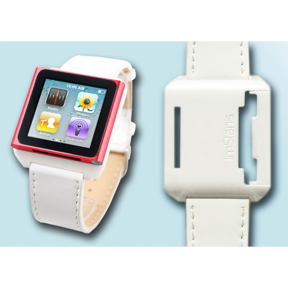 imStans watch band for iPod Nano 6 -white leather strap