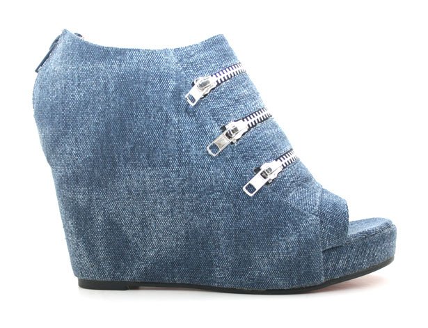 zhoezzy.com Denim Zipper Detail Platform Shoe