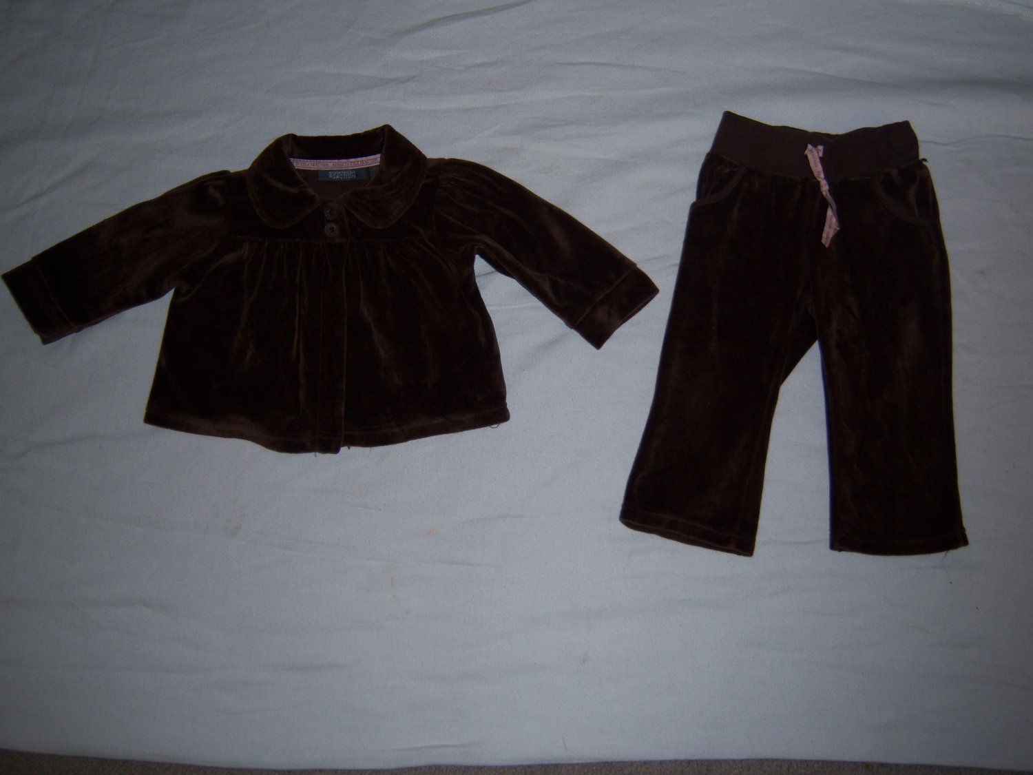 Kenneth Cole Infant Baby Girl's Brown Velour Pants Set 12 M