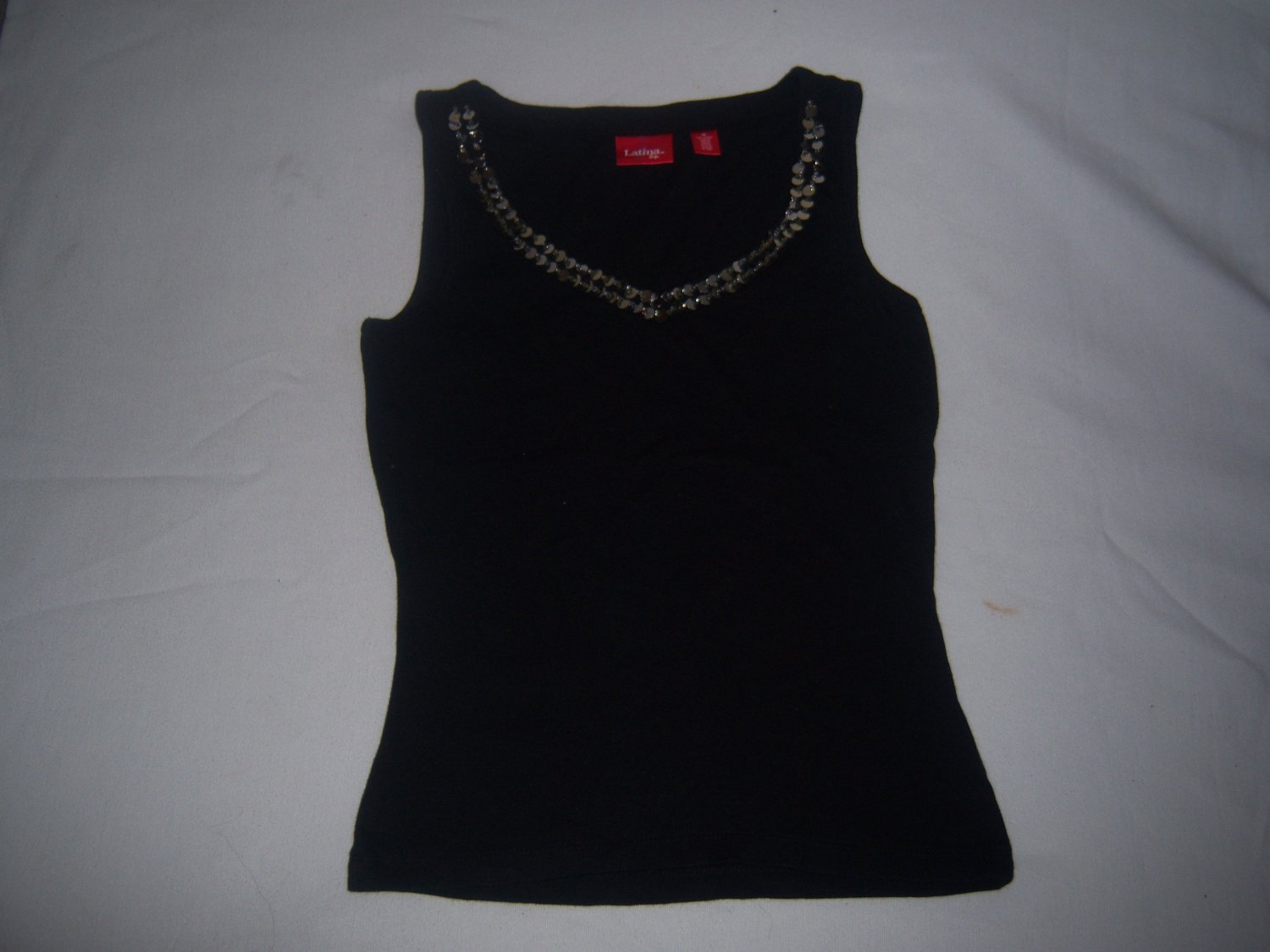 Latina Life Women's Black & Silver Sleeveless Shirt Size XS