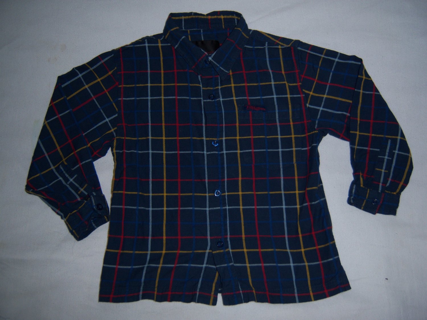 FUBU LITTLE BOY'S NAVY PLAID LONG SLEEVE SHIRT SIZE 6