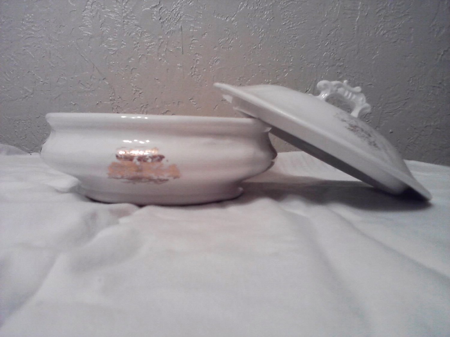 Gold Stenciled Semi Porcelain Sugar bowl
