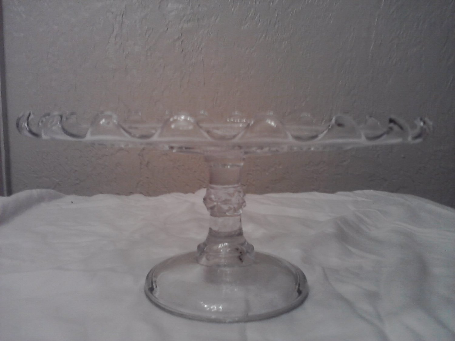 Clear Cut Pressed Glass Cake Stand