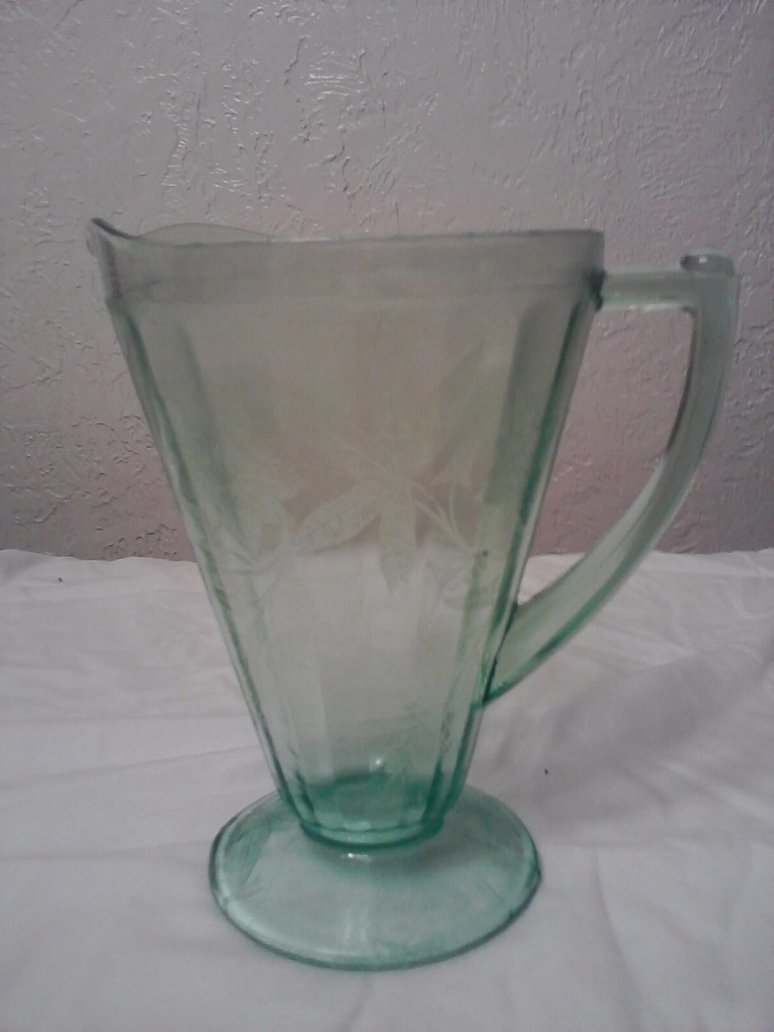 Green Cherry Blossom Pitcher Jeannette Glass Company