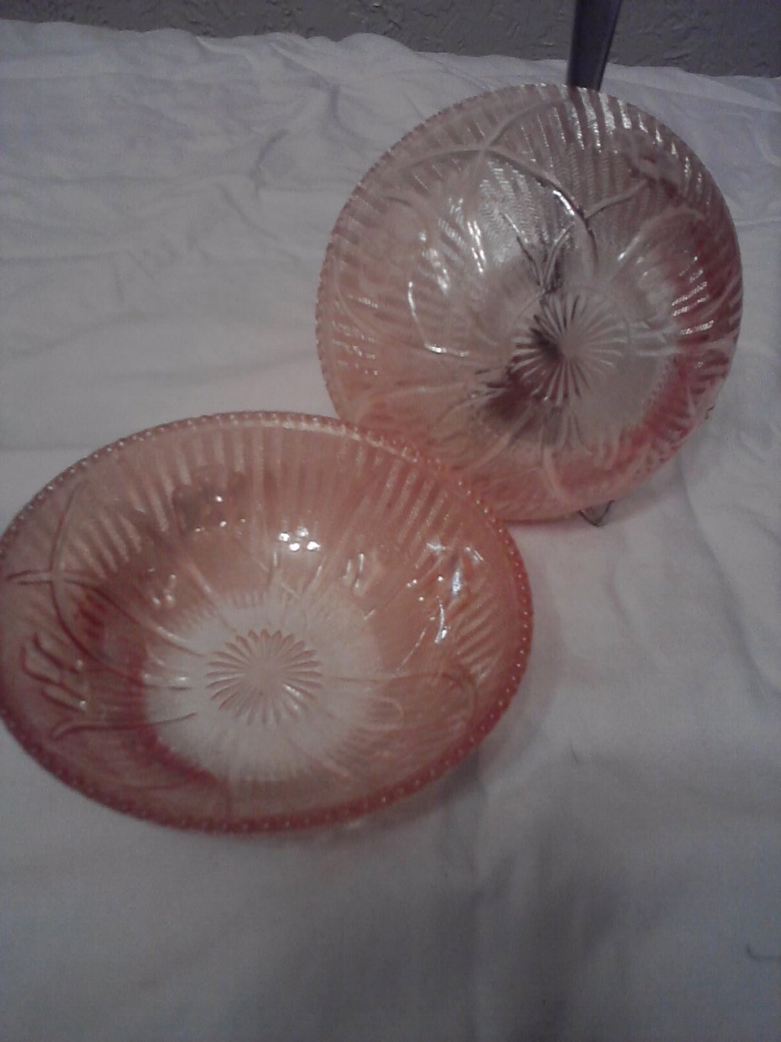 Peach Pressed Depression Glass Bowl