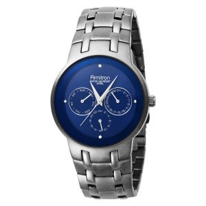 Closeout Armitron Men's 204561BLDG Ion-Plated Dark Gunmetal Stainless Steel & Blue Dial Dress Watch