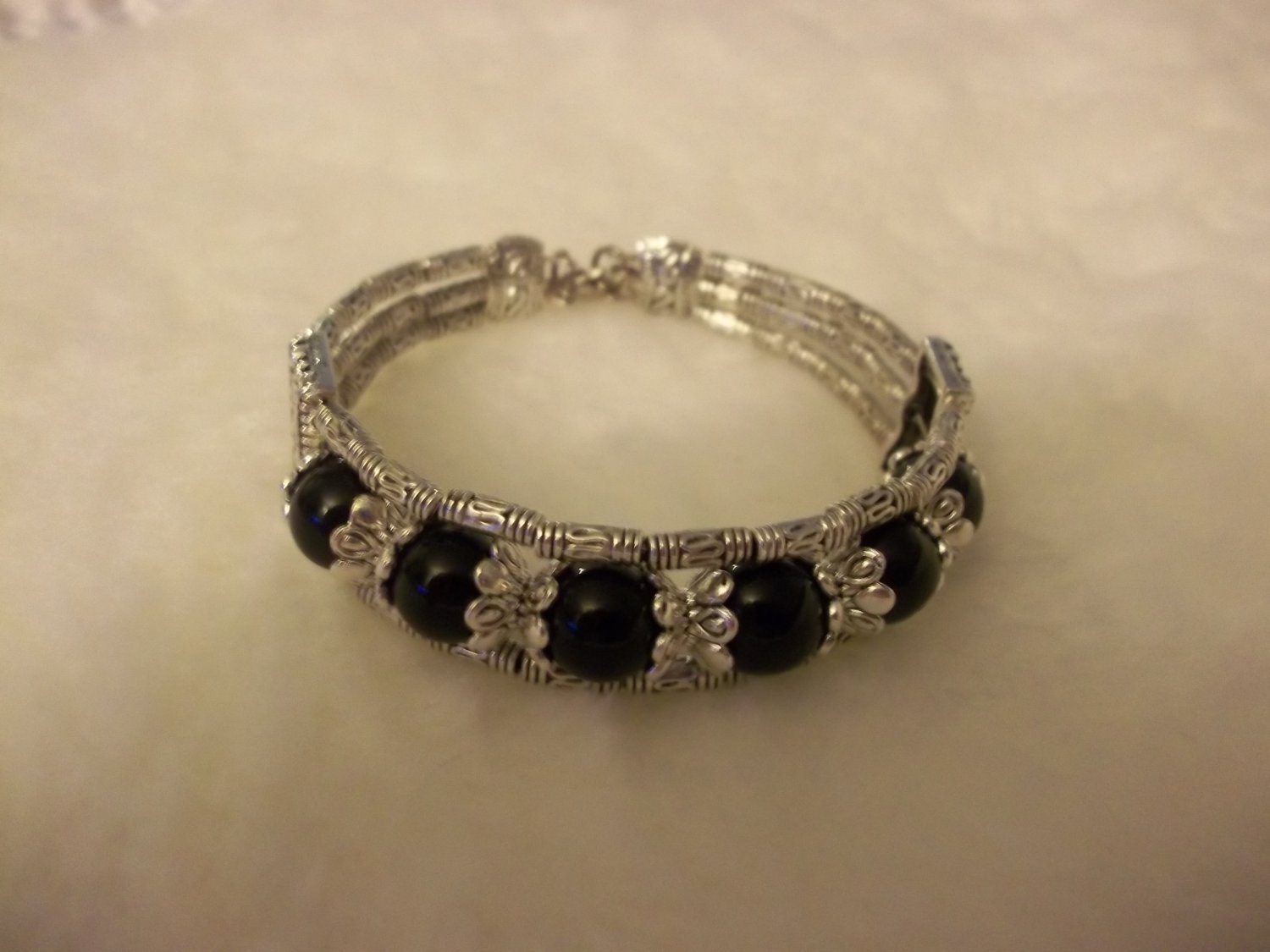 Tibet Silver Black Turquoise Bracelet