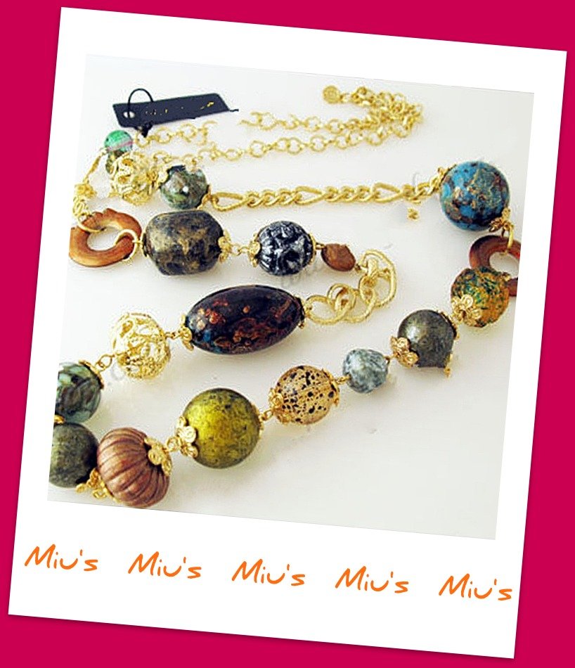 Miu's Necklace Fashionable Easy to Match Assorted Bead Long Necklace (zz.1)