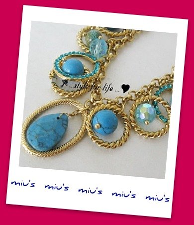 Turquoise Bead Stunning Evening 48cm Collar Necklace (zz.6)