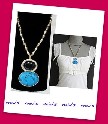 Turquoise Bead Medium Long 54cm Necklace (zz.11)