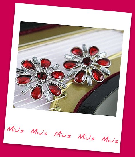 Gorgeous Red Color Snowflakes Rhinestone 2.7cm Stud Earrings (zz.109)