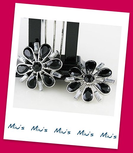 Gorgeous Black Color Snowflakes Rhinestone 2.7cm Stud Earrings (zz.111)