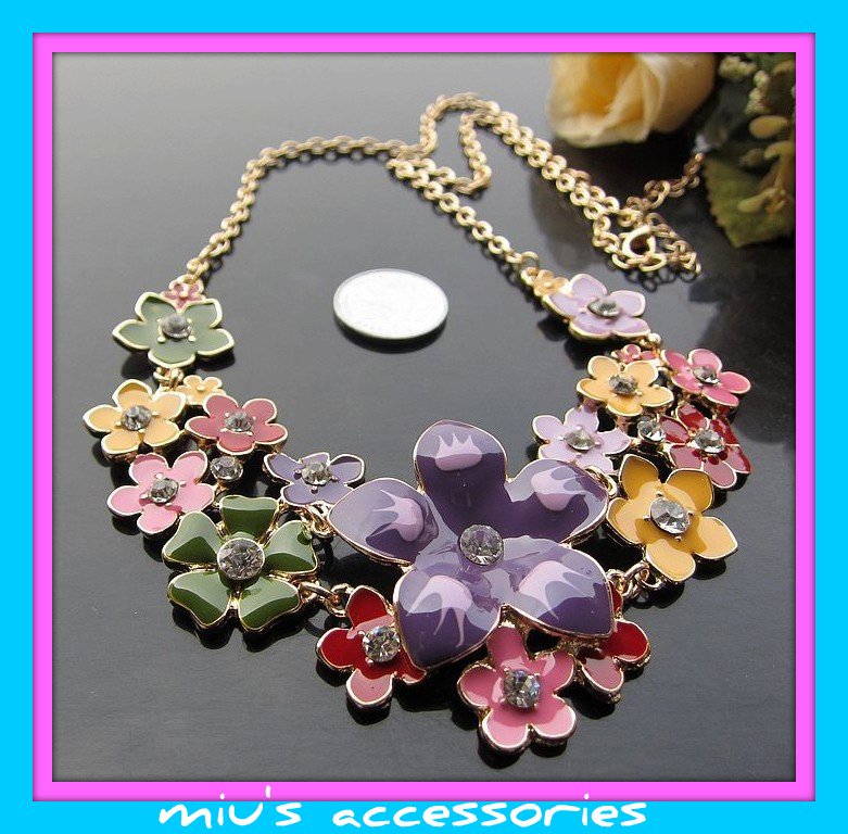 Miu's Stunning Colorful Flower 53cm Collar Necklace (mis.8)