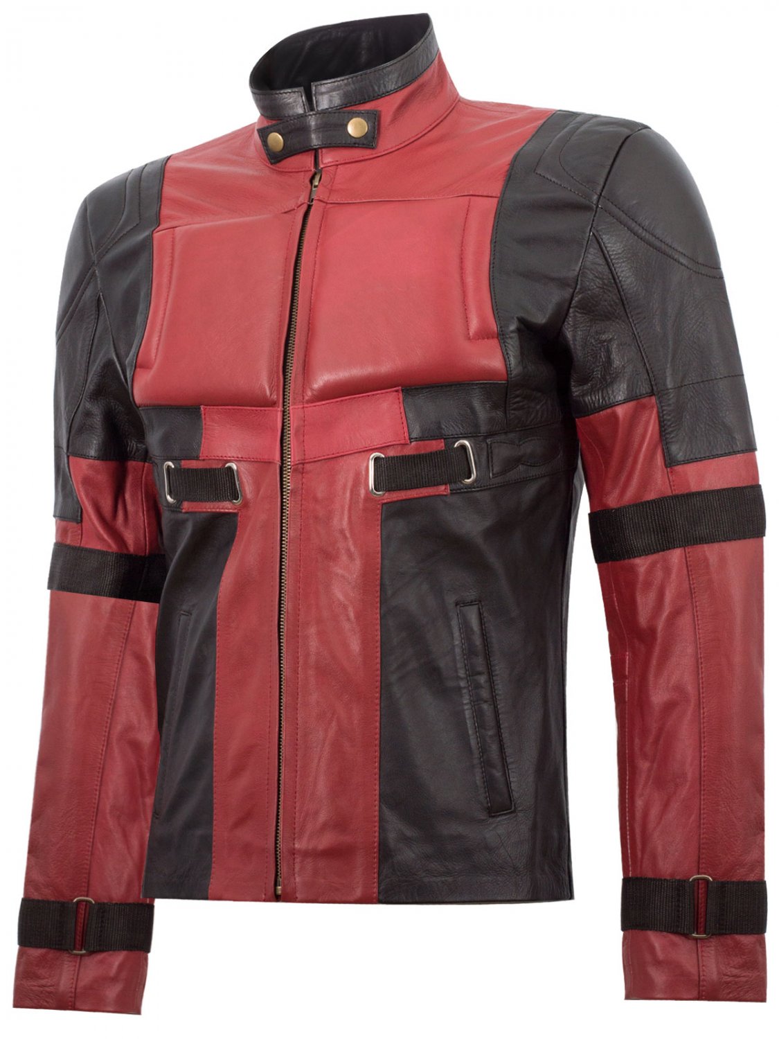 Red & Black Cosplay Ryan Reynold Deadpool Costume Leather Jacket