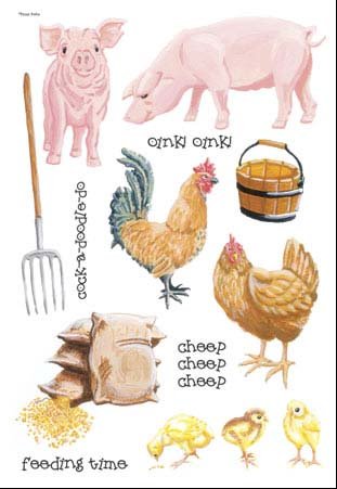 Pig Chicken Rooster Sticker Pack Scrapbook Stickers