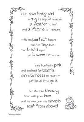 Baby Girl Page Poem Scrapbook Sticker