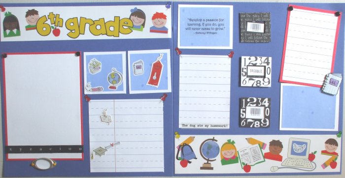 6th grade 12x12 Pre-Made Scrapbook Pages