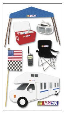 NASCAR - CAMPER 3D STICKER Scrapbook Sticker