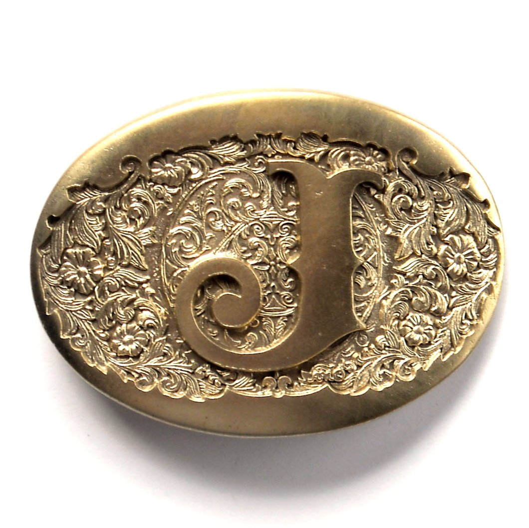 Letter J Initial Monogram Western Style Award Design Solid Brass
