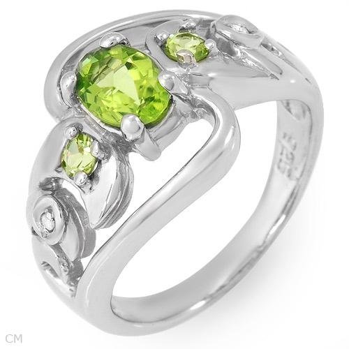 1.11ctw Genuine Diamond and Peridot Ring Sz 6